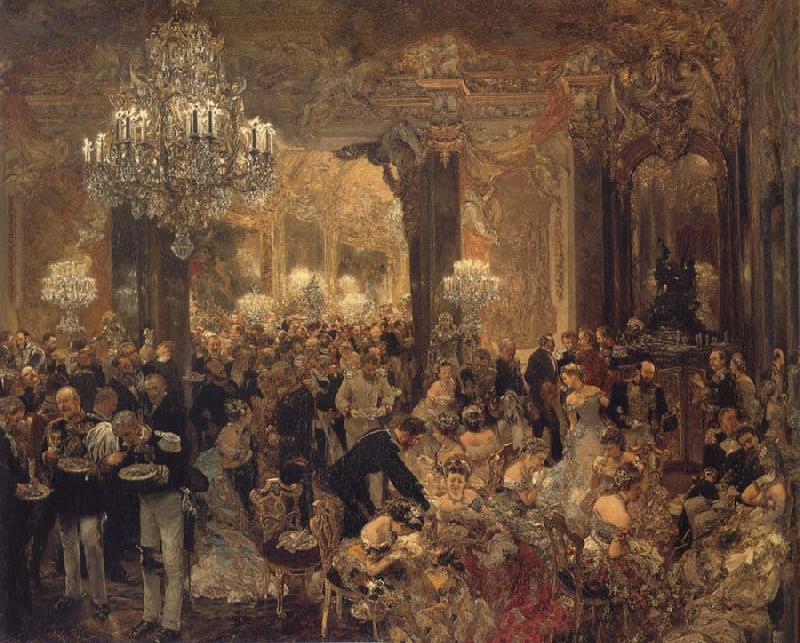 Adolph von Menzel Ball Supper Germany oil painting art